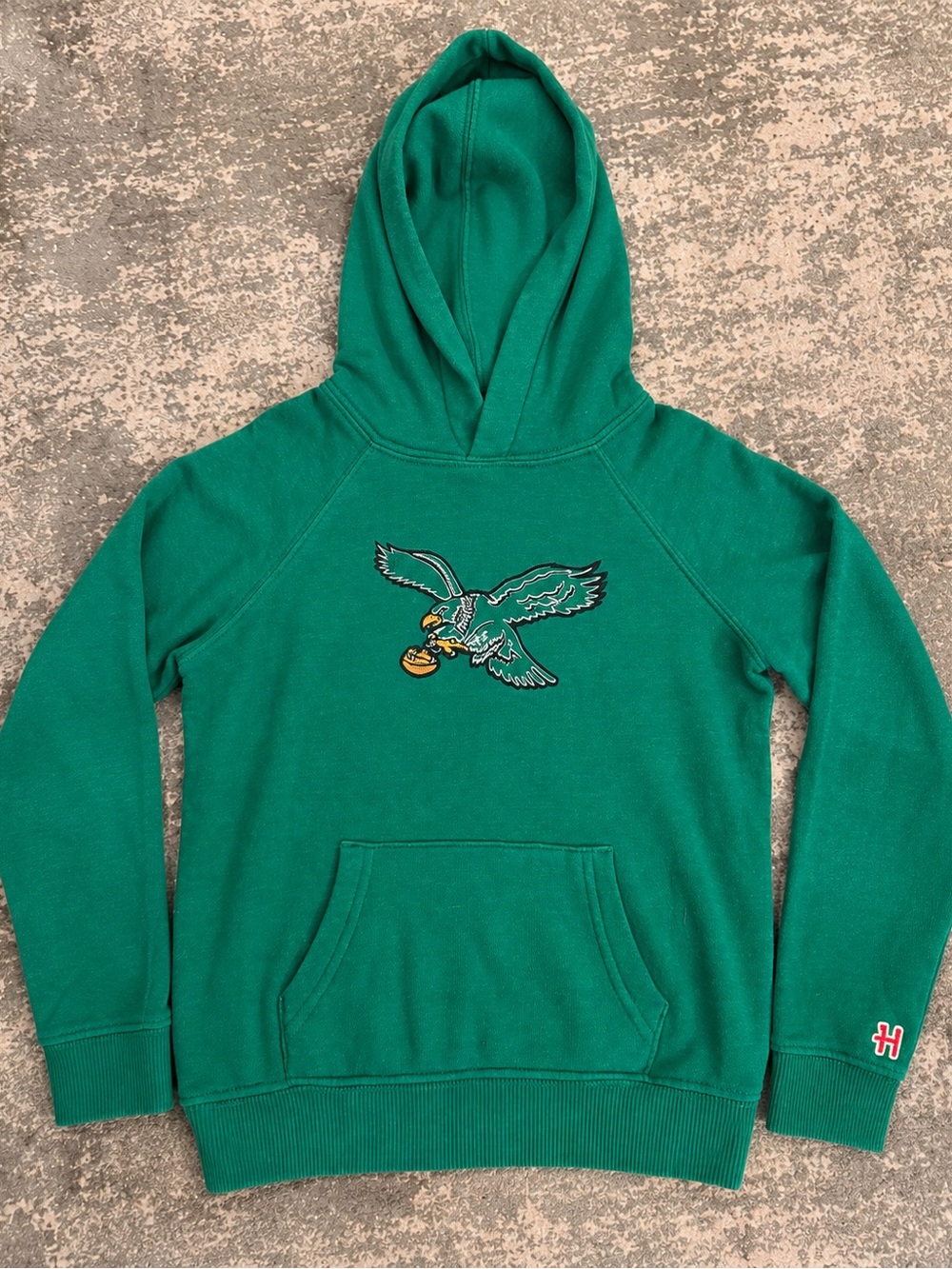 Kids Green Hooded Sweatshirt with Eagle Graphic Small